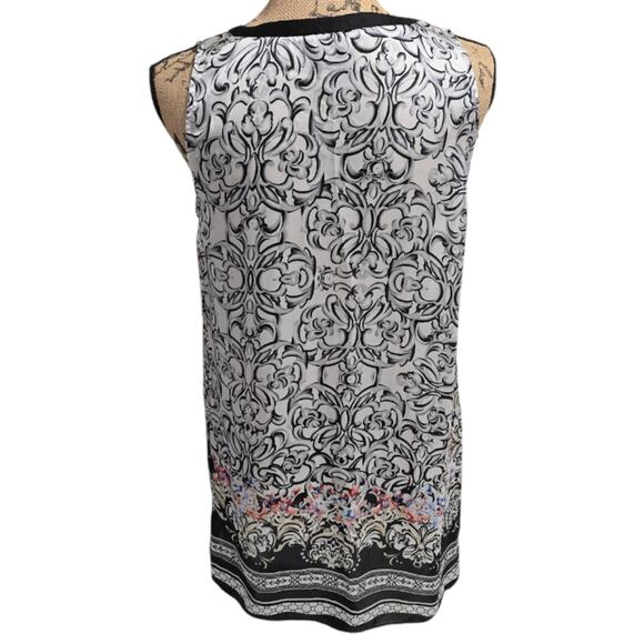 Whbm Floral Asymmetrical Hem Tunic Length Shirt Size 10 Medium - Picture 7 of 11